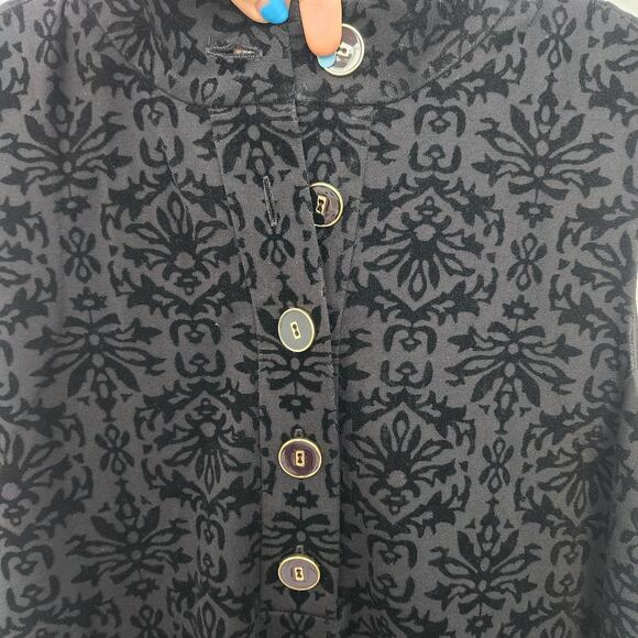 J. McLaughlin Burned Out Velvet Black Mini Dress S Retro Classic Chic Holiday - Picture 5 of 9